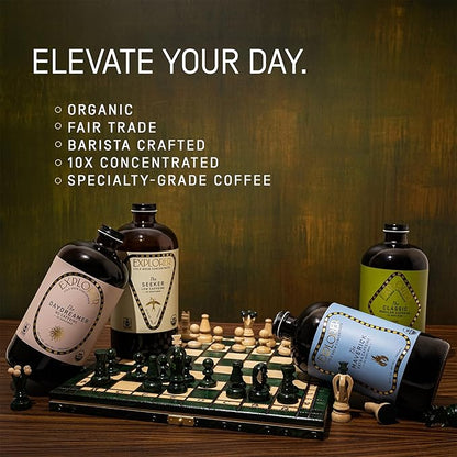 Explorer Cold Brew Organic Liquid Coffee Concentrate, Classic Regular Caffeine, Drink Iced or Hot, 32 fl oz, Makes 20+ Cups