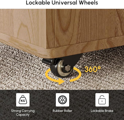 homary Natural Lift Top Coffee Table with Hidden Storage, 3 in 1 Multi-Function Modern Folding Center Table with 4 Stools and Casters