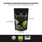Load image into Gallery viewer, Suwirun Organic Pure Matcha Powder 4oz – Authentic Japanese Green Tea – Unsweetened, Umami-Rich Superfood – Perfect for Lattes, Baking &amp; Smoothies