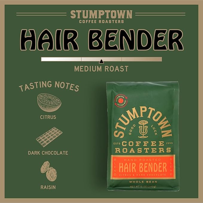 Stumptown Coffee Roasters, Hair Bender - Whole Bean Coffee - 12 Ounce Bag, Flavor Notes of Citrus and Dark Chocolate