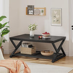 Load image into Gallery viewer, EnHomee Coffee Table with Storage, Modern Coffee Tables for Living Room with Mesh Shelf, 2 Tier Rectangular Center Table for Living Room, Bedroom, 39.4 Inch, Black Oak