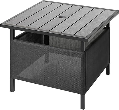 LZRS Adirondack Square Outdoor Side Table with Umbrella Hole, Pool Composite Patio Table,HDPE End Tables for Backyard,Pool, Indoor Companion, Easy Maintenance & Weather Resistant(Light Grey)