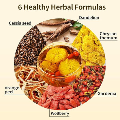 ZenVitality Dandelion Wolfberry Tea Organic Bags, dandelion root Natural Kidneys & Liver Health tea with Dandelion, Chrysanthemum, Wolfberry, Cassia Seed, Orange Peel, Gardenia, Black Tea(24 Bags/Pack)