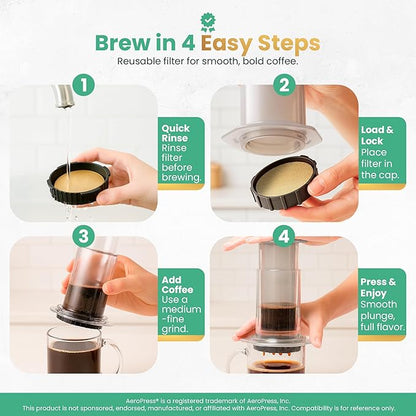 Gold Reusable Disc Filter Compatible with AeroPress XL Coffee Maker – Titanium-Coated Stainless Steel, Washable, Eco-Friendly, Travel Ready – Fits AeroPress XL Only - By Think Crucial