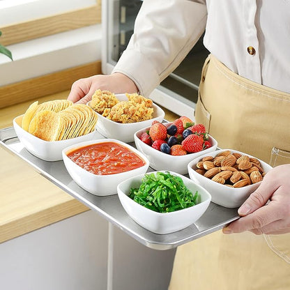 MALACASA 5 oz Porcelain Dip Bowls Set, 12 Pack Small Ramekins, Dipping Sauce Dishes, Stackable Tiny Ramekins for Pudding, Souffle, Brulee, Dessert, Snack, Charcuterie Boards accessories, Oven Safe