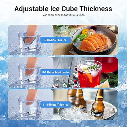 Commercial Ice Machine Maker 680LBS/24H with 450LBS Storage Bin, 234 Ice Ready in 8-12 Min, Self-Cleaning Commercial Ice Makers, Adjustable Ice Thicknesses, Timing Function