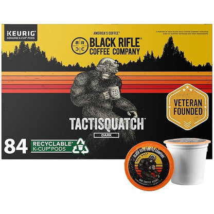 Black Rifle Coffee Company Tactisquatch, 84 Count, Dark Roast K Cups - Single Serve K Cups Coffee Pods - Kcup Pods Compatible with Keurig 1.0 & 2.0 - Made from Arabica Beans