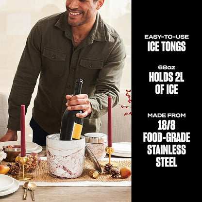 S'well 67oz Stainless Steel Ice Bucket with Tongs - Triple-Layered Vacuum-Insulated, BPA-Free Barware