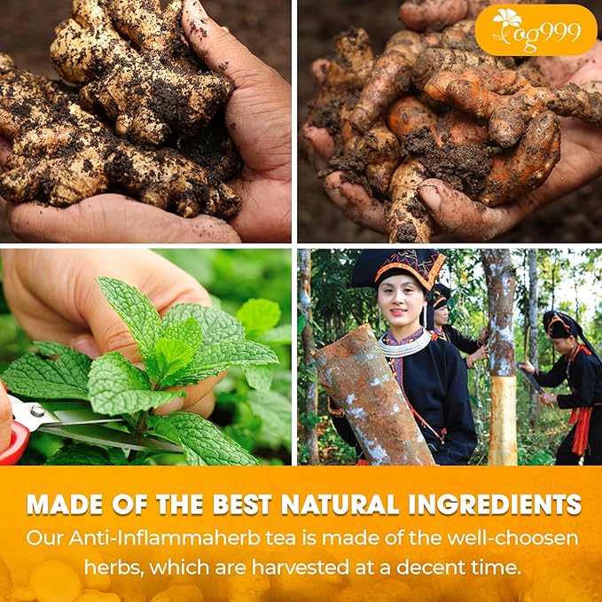 TOG999, 12oz/200 cups Anti-Inflammaheb Loose Leaf Tea | 100% Natural Blend of Ginger, Turmeric, Peppermint, Black Pepper & Cinnamon | Caffeine-Free, Sugar-Free, Gluten-Free, Vegan, Handcrafted