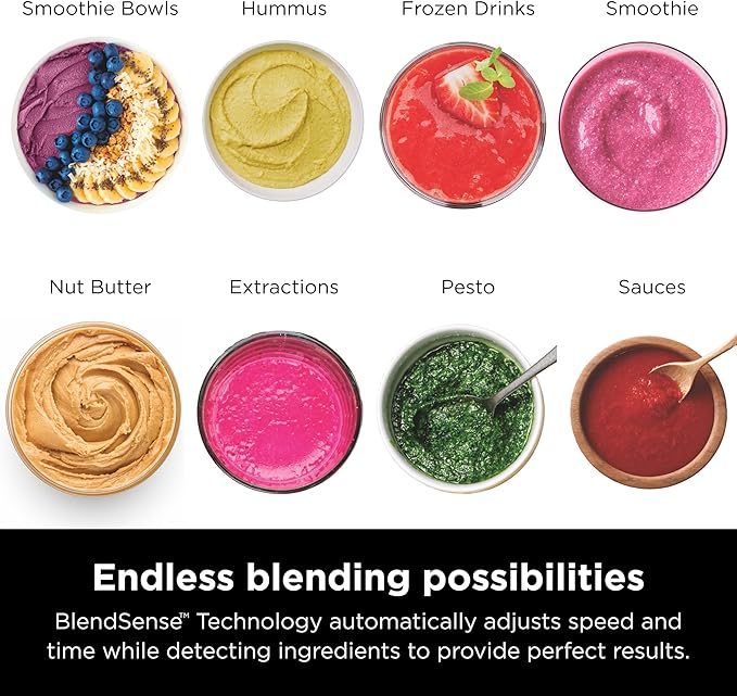 Ninja TB201 Detect Power Blender Pro, BlendSense Technology, For Smoothies, Shakes & More, 1800 Peak Watts, 72 oz. Pitcher, Blender, Black