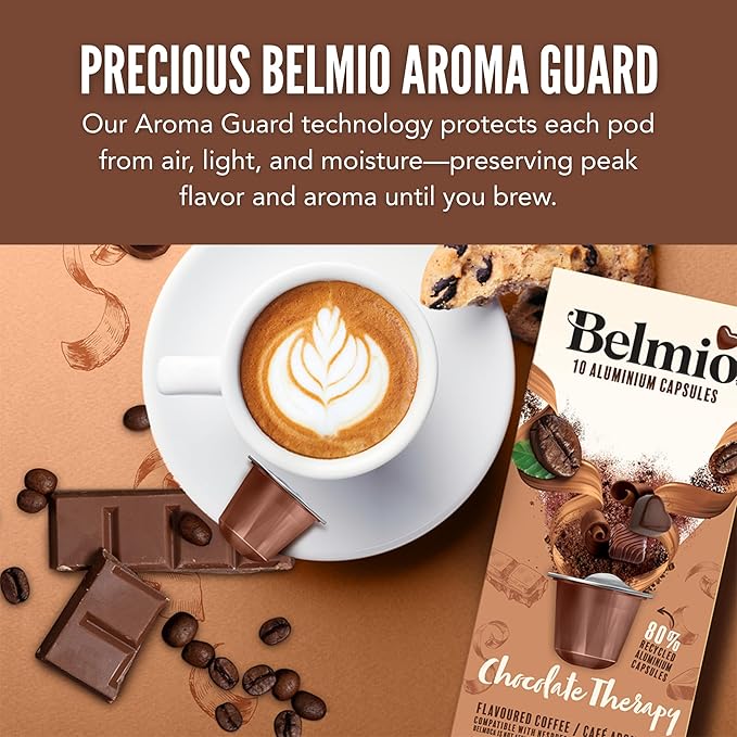 Belmio Chocolate Therapy Espresso Coffee Pods – Medium Roast – Unique & Flavorful - Nespresso Original Line Compatible – 10 Count (Pack of 10)