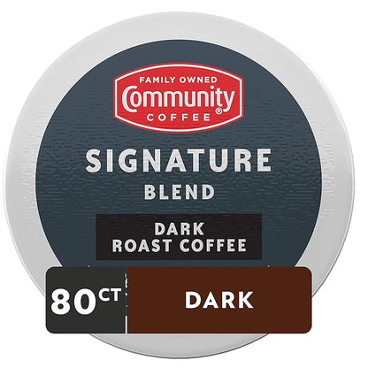 Community Coffee Signature Blend, Dark Roast Coffee Pods, Compatible with Keurig 2.0 K-Cup Brewers, 80 Count (Pack of 1)