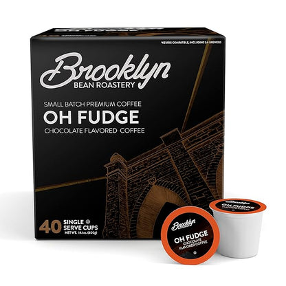 Brooklyn Beans Oh Fudge Gourmet Coffee Pods - Compatible with Keurig K Cup Brewers Including 2.0 Machines, 40 Count, Rich Chocolate Flavored