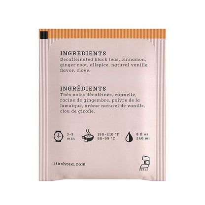 Stash Tea Decaf Vanilla Chai Black Tea, Box of 100 Tea Bags