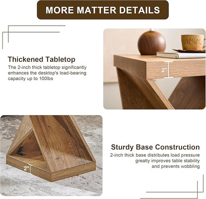 OKD Modern Coffee Table, 48" Twisted Center Table with Wood Thickened Pedestal, Rectangular Rustic Living Room Table, Farmhouse Storage Low Cocktail Tea Table,Golden Rustic Barnwood