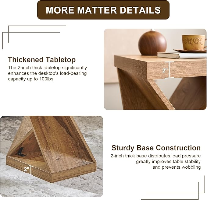 OKD Modern Coffee Table, 48" Twisted Center Table with Wood Thickened Pedestal, Rectangular Rustic Living Room Table, Farmhouse Storage Low Cocktail Tea Table,Golden Rustic Barnwood