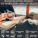 Load image into Gallery viewer, Mora Ceramic Mini Espresso Cups Set of 4, 3oz - Tiny Italian Inspired Mugs With Saucers For Small Shots of Coffee - Modern Boho Style For Any Kitchen or Cafe. Microwave Safe Porcelain - Asstd Neutrals