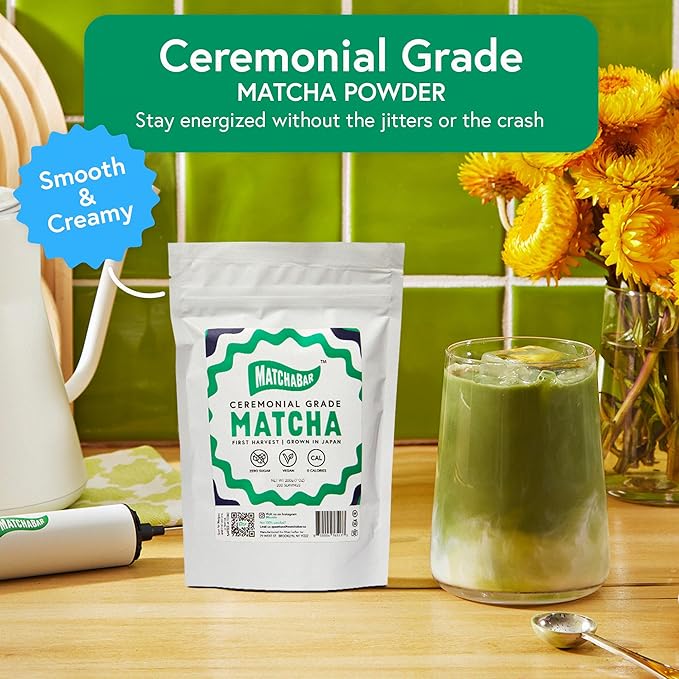 Matchabar Matcha Powder (200g) - Ceremonial Grade Authentic Japanese Matcha Green Tea Powder - Matcha Green Tea Powder Harvested in Japan - Matcha Tea Powder Latte - Zero Sugar, Vegan & 0 Calories
