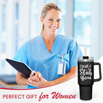 Load image into Gallery viewer, SANDJEST Nurse Gifts I Will Stab You Tumbler with Handle 40oz Stainless Steel Insulated Coffee Cup Funny Nurse Week Present, Nursing School Graduation, Appreciation Gifts for RN Nurses