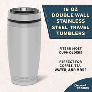DISCOUNT PROMOS Stainless Steel Tumblers 16 oz. Set of 6, Bulk Pack - Perfect for Coffee, Soda, Other Hot & Cold Beverages - Silver