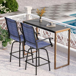 Load image into Gallery viewer, PHI VILLA 3 Piece Outdoor Bar Set, High Top Patio Bistro Table and Bar Chairs with Blue Textilene Fabric &amp; Rustproof Metal Frame for Backyard, Balcony, Garden &amp; Poolside