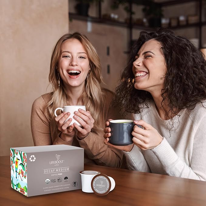 Lifeboost Organic Decaf Coffee K Cups - Low Acid Single Origin Non-GMO Mold Free Decaf Coffee Pods Compatible with Keurig & Keurig 2 - No Mycotoxins or Pesticides - 10 Count (Pack of 2)