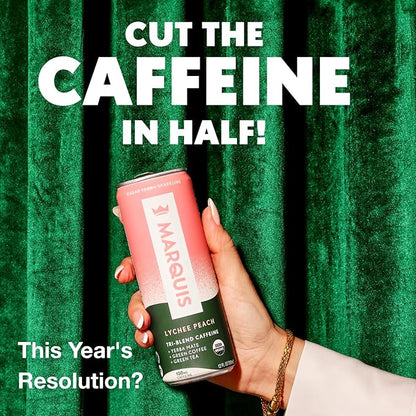 Marquis - Natural Energy Drink - Citrus Yuzu - Sugar Free - 0 Calories - 100mg of Organic Plant Based Caffeine - Yerba Mate - Green Tea - Vitamin C & B Vitamins - Vegan - 12 oz Cans - 12 Pack