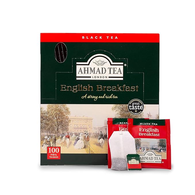 Ahmad Tea Black Tea, English Breakfast Teabags individually wrapped in foil, 100 ct - Caffeinated & Sugar-Free