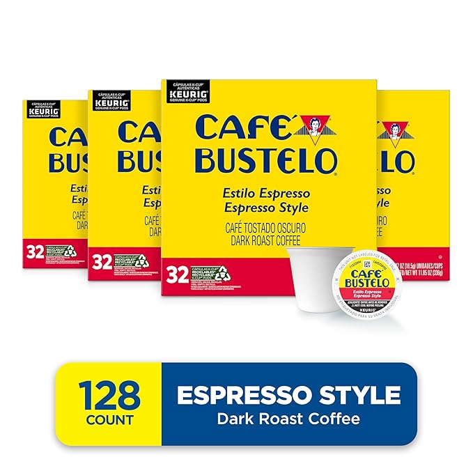 Café Bustelo Espresso Style Dark Roast Coffee, 128 Keurig K-Cup Pods