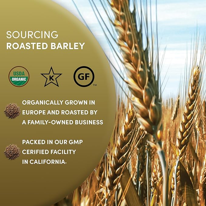Worldwide Botanicals Organic Barley, Dark Roast – 1 lb –Italy’s Orzo, their Favorite Caffeine-Free Coffee Alternative – Brew Like Coffee – Acid Free, Gluten Free, Kosher, 16 ounces