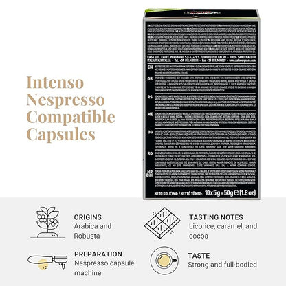 Caffè Vergnano 1882 Napoli & Intenso Espresso Capsules – Strong Italian Coffee Pods, Compatible With Original Line Machines – 4 Pack, 10 Count Each