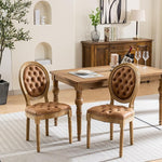 Load image into Gallery viewer, French Country Dining Chairs Set of 2, Amber Upholstered Dining Chairs, PU Leather Tufted Back, Solid Wood Legs, Farmhouse Kitchen &amp; Dining Room Chairs, Sillas De Comedor (Amber, 2Pcs)