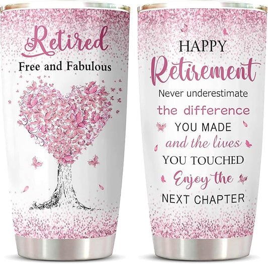 ZANIION Retirement Gift for Woman 2025 Tumbler 1PC, Best Retirement Gifts Ideas, Retirement Gifts Mug, Retired Gifts for Women, Retirement Party Decorations, Farewell Gifts for Coworkers Cup 20oz