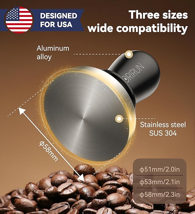 58mm Espresso Tamper with Auto-Return Spring Coffee Accessory,Level Press Anti-Tilt Design,304 Stainless Steel Base,Easy Clean,Professional Ergonomic Handle