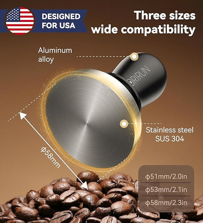 58mm Espresso Tamper with Auto-Return Spring Coffee Accessory,Level Press Anti-Tilt Design,304 Stainless Steel Base,Easy Clean,Professional Ergonomic Handle