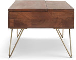 Load image into Gallery viewer, SIMPLIHOME Hunter Lift Top Coffee Table - 48 inch Wide Solid Mango Wood and Metal Industrial Cocktail Table in Umber Brown, Functional Living Room Table with 2 Storage Cubbies and Hairpin Legs