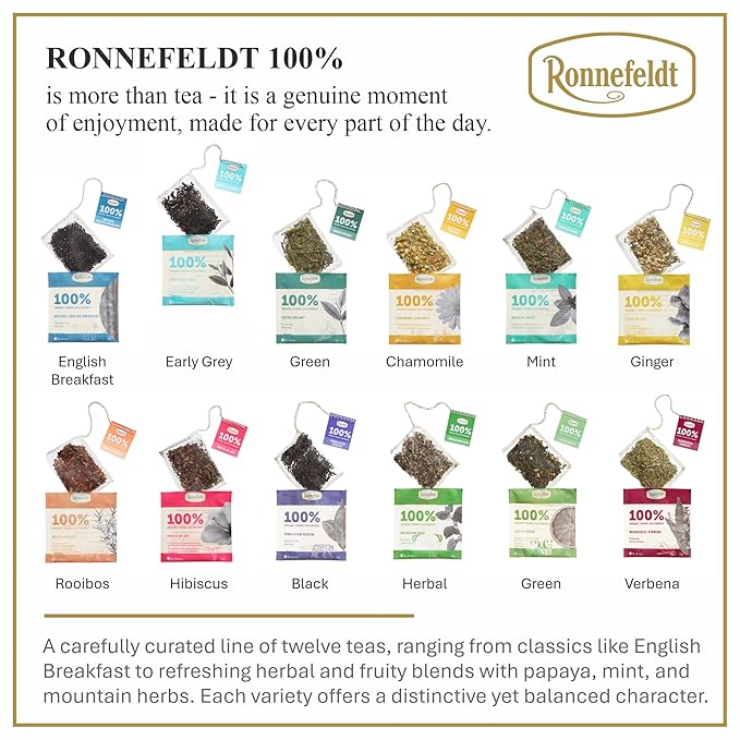 Ronnefeldt 100% Very Early Grey – German Loose Leaf Earl Grey Black Tea with Natural Bergamot – Bold & Aromatic – Caffeine Boost – 15 Individually Wrapped Bags