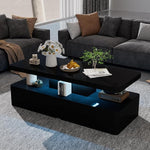 Load image into Gallery viewer, oneinmil Modern LED Coffee Table, 40" Living Room Tables with 16 Colors LED Lights, Double-Layer Design, Stylish Coffee Tables for Living Room, Black