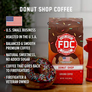 Fire Department Coffee - Gives Back to Firefighters - Donut Shop Ground Coffee - Sweet & Smooth - Medium Roast - Roasted in the USA - Veteran Owned (12 oz, Pack of 2)