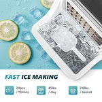 Load image into Gallery viewer, EUHOMY Ice Cube Maker Machine Countertop, 2 Ways to Add Water, 45Lbs/Day 24 Pcs Ready in 13 Mins, Self-Cleaning Portable Compact, with Ice Scoop &amp; Basket, Perfect for Home/Kitchen/Office/Bar
