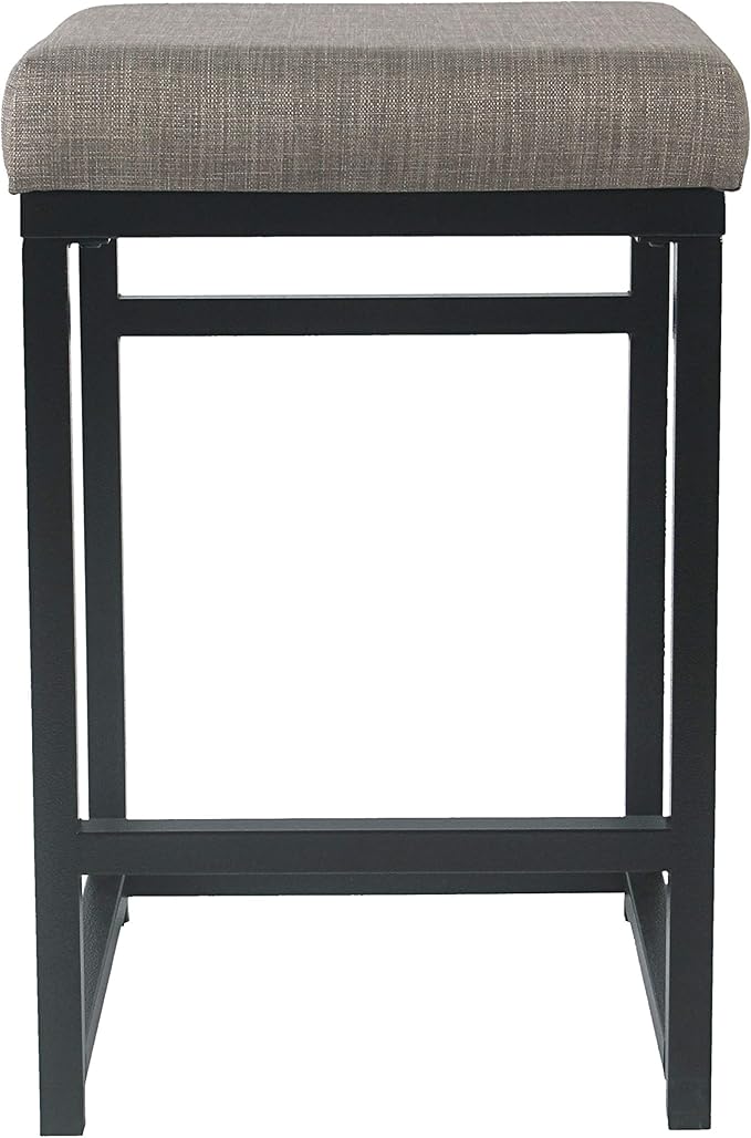 Homepop Home Decor | Modern 24-Inch Counter Stool | Backless Metal Frame Bar Stools Counter Height | Decorative Home Furniture, Brown, K7651.24-F1552