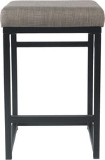 Load image into Gallery viewer, Homepop Home Decor | Modern 24-Inch Counter Stool | Backless Metal Frame Bar Stools Counter Height | Decorative Home Furniture, Brown, K7651.24-F1552