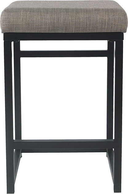 Homepop Home Decor | Modern 24-Inch Counter Stool | Backless Metal Frame Bar Stools Counter Height | Decorative Home Furniture, Brown, K7651.24-F1552