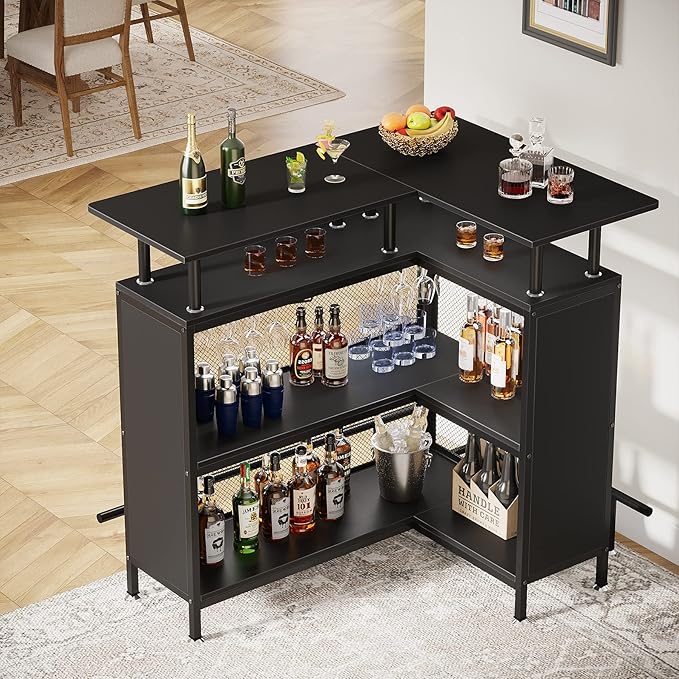 LITTLE TREE Home Bar Unit Mini Liquor Table Cabinet