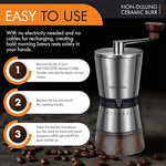 Load image into Gallery viewer, Manual Coffee Grinder with 8 Adjustable Coarseness Settings, Hand Crank Coffee Mill with Ceramic Burr for Espresso Beans, French Press, Pour Over, Drip Coffee – Rustproof, Non-Dulling