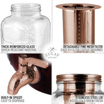 Load image into Gallery viewer, Zulay Kitchen 1 Gallon Cold Brew Coffee Maker - Large Iced Tea &amp; Cold Brew Pitcher with Extra-Thick Glass &amp; Stainless Steel Infuser - Drink &amp; Beverage Dispenser Jar with Airtight Lid &amp; Spout Rose Gold