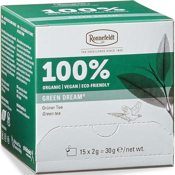 Ronnefeldt 100% Green Dream – Japanese Sencha Asamushi Green Tea – Loose Leaf in 15 Individually Wrapped Bags – Smooth & Refreshing – Caffeine Boost – German Tea Brand