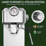 Load image into Gallery viewer, Espresso Machine 20 Bar - Stainless Steel Silver Coffee Maker for Home &amp; Office, Compact with Fast Heating, High-Pressure &amp; Removable Water Tank for Coffee Lovers
