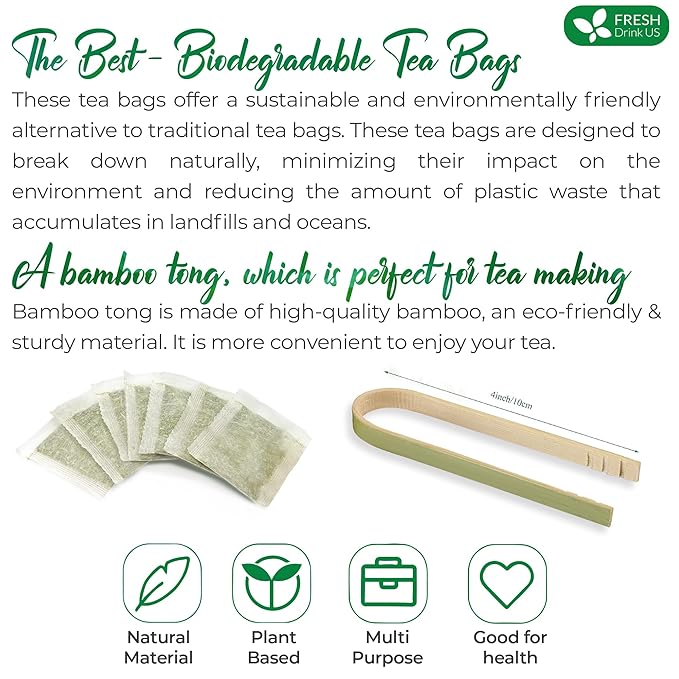 FreshDrinkUS, Premium 75 Lotus Leaf Tea Bags, 100% Natural & Pure from Lotus Leaves. Loose Leaf Lotus Herbal Tea. Made with Eco-Conscious Tea Bags. No Sugar, No Caffeine, No Gluten, Vegan.