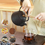 Load image into Gallery viewer, Cast Iron Teapot, 32oz Tea Kettle with Infuser for Stove Top, Sakura Blossom Pattern Japanese Tea Pot for Tea &amp; Coffee Coated with Enameled Interior, Silicone Handle 950ml black